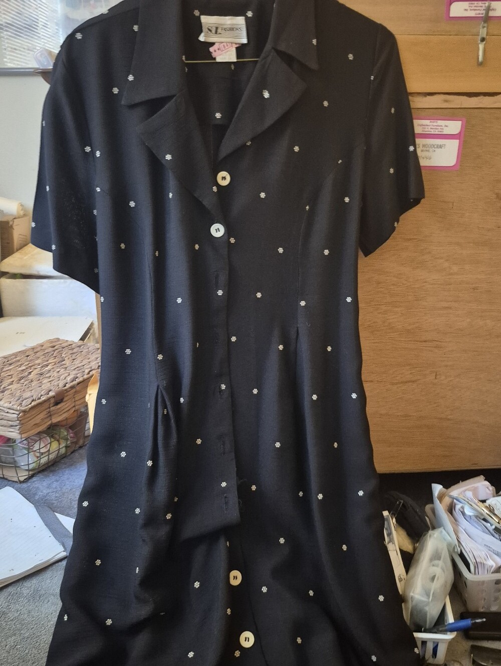 Vtg 90s SL FASHIONS Black & White Floral Dress stardust  Rockabilly Cottagecore